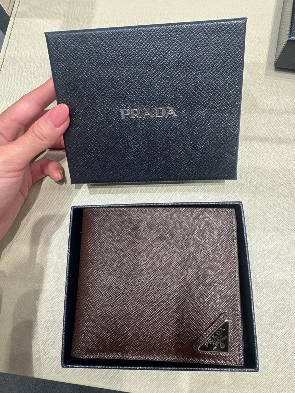 Prada Brown Saffiano Leather Bi-Fold Wallet